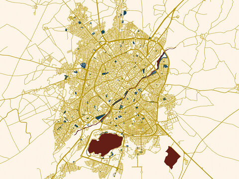 Minimalist map of Ardabil, Iran, minimal cream and gold map