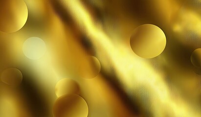 Golden abstract background with floating circles and flowing lines