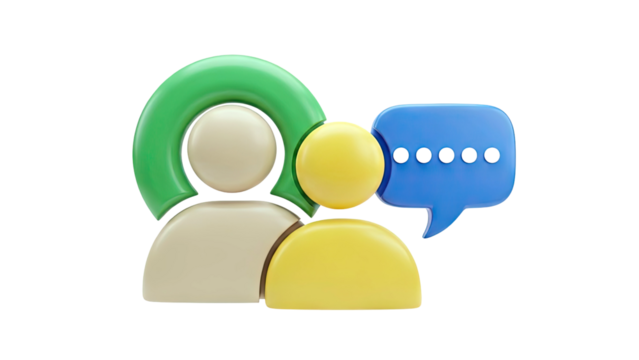3D Icon of People Communicating with Speech Bubble - Powered by Adobe