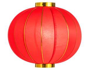 Red spherical shape lantern for Chinese New year decoration isolated on transparent png