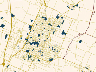 Poster-style map of Carpi, Italy using minimal cream and gold map