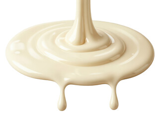 Soft white chocolate melted spot isolated on transparent background realistic indulgence for sweet branding