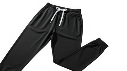 black sweatpants with white drawstring