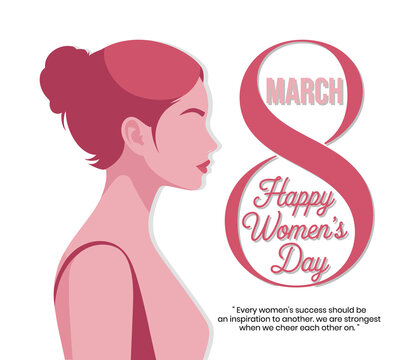Elegant Women's Day. Banner, Poster ,flyer, Background, landing page, template, ui, web, mobile app, greeting card and Social Media Cover for March 8 with woman face silhouette empowerment campaigns