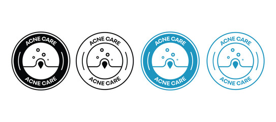 Professional Acne Care Logo Badge Set: Dermatological Skin Treatment Icons and Pore Cleansing Symbols