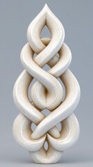 Obraz premium Intricate Interlocking Knot Sculpture With Textured Surface And Subtle Speckles On A Neutral Background