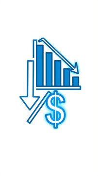 Blue Bar Chart Falling Down With Dollar Symbol Business Decline Footage