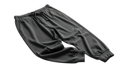 Gray sweatpants with elastic cuffs and waistband