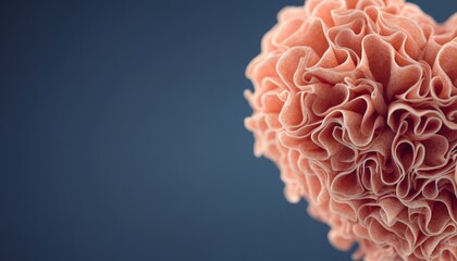 Three dimensional rendering depicts a highly complex, convoluted biological structure against a dark background