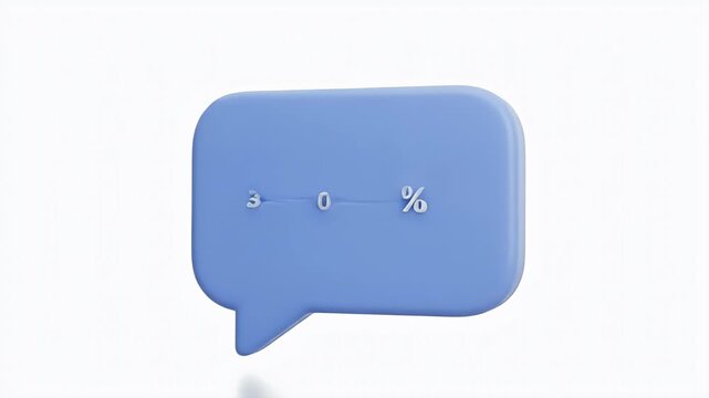 Blue Speech Bubble With 30 Percent Text Overlay Isolated White Background