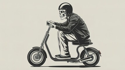Skull Rider on Motorcycle.  made with generative Ai
