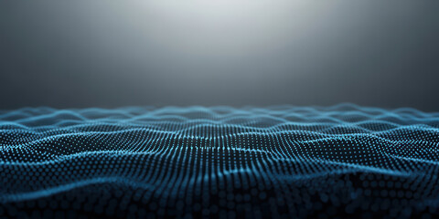 Dark tech background with abstract crypto datum wave line render technology dot visualisation three dimensional ai mood