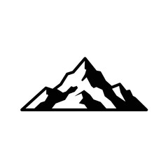 Stylized Vector Mountain Peak Silhouette Icon. Minimalist Black and White Graphic Design Element for Logo, Travel, or Outdoor Adventure Concepts.