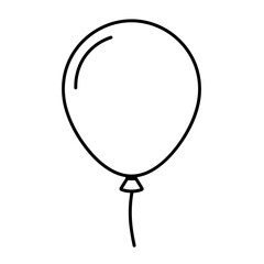 Hand drawn party balloon outline icon. Simple minimalist black and white doodle vector illustration of an inflatable decoration element for celebrations, birthdays, and events.