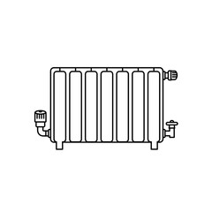 Radiator for Home Heating System - Outline Vector Icon Representing Climate Control and Classic Cast Iron HVAC Equipment