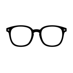 Classic Black Frame Eyeglasses Vector Icon Illustration for Optical Vision and Hipster Style Accessories