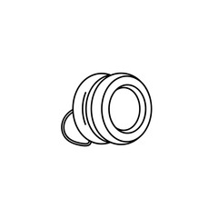 Generic Mechanical Part Outline Icon. Simple Industrial Component Featuring Stacked Circles or Cylinders Line Art Vector Illustration.