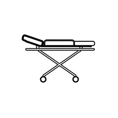 Medical Stretcher Outline Icon. Emergency Patient Gurney Line Drawing. Healthcare Equipment Vector Illustration.