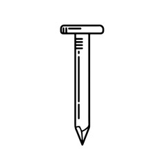 Hand Drawn Outline Illustration of a Metal Nail. Construction Hardware and Carpentry Fastener Icon.