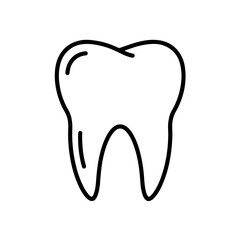 Simple Tooth Line Icon. Vector Outline Symbol for Dental Health, Hygiene, and Anatomy.