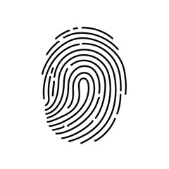 Fingerprint Icon Vector Illustration. Biometric Authentication Symbol for Digital Security, Personal Identification Technology, and Access Control System.
