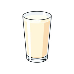 Glass of Milk Vector Illustration. Fresh Dairy Beverage Isolated Graphic Element.