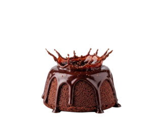 Mist chocolate drip splash isolated realistic cutout high detail mouthwatering dessert concept for ads