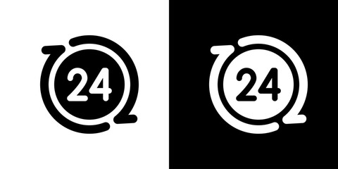 回転する矢印の24時間時計アイコン 時間更新・同期を表すUIベクター