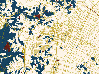 Fototapeta premium Clean urban street map of Oami, Japan