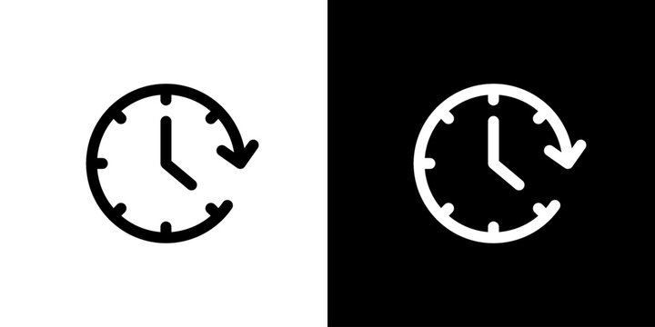右回転の矢印の時計アイコン 時間更新・進行を表すUIベクター