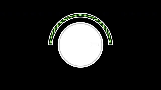 Animated circular gauge UI with progress arc meter indicator. Modern dashboard interface element for app, web, analytics and software presentation. 4K alpha channel transparent background.