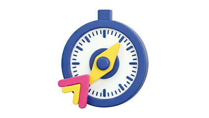 3D Compass Icon with Colorful Arrow