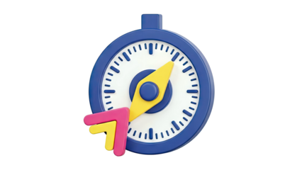 3D Compass Icon with Colorful Arrow