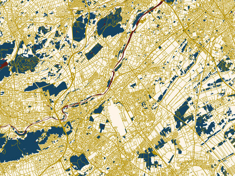 Graphic city map artwork of Sayama, Japan
