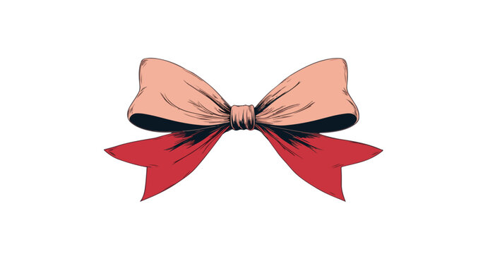 Lazo decorativo rosa y rojo con fondo transparente, ilustraci&oacute;n vectorial de un accesorio de moda