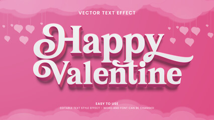 happy valentine editable text effect 3d vector