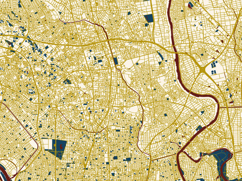 Clean urban street map of Soka, Japan