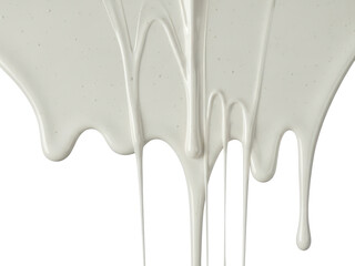 Sugary white chocolate melted glaze isolated on transparent background realistic indulgence for sweet brandingIsolated on white