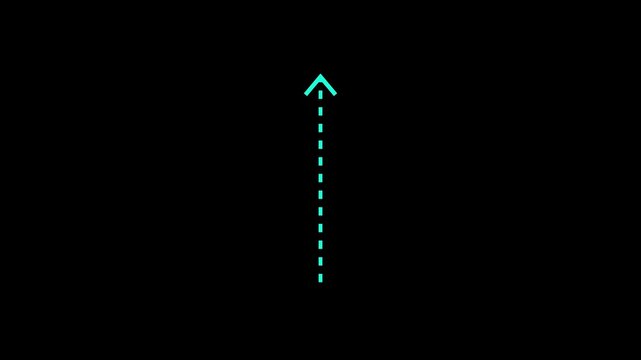 Arrow direction animation on black background. Up pointing arrow icon motion graphics. Dot wave straight arrows 4k video footage.