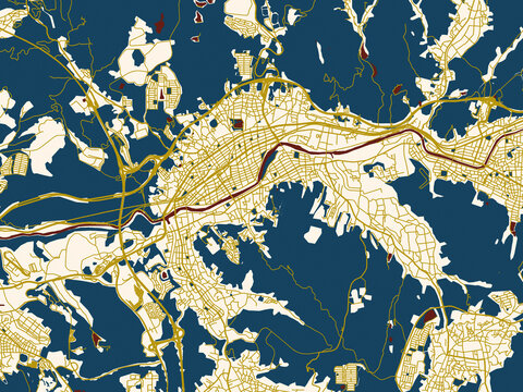 Abstract city map of Toki, Japan