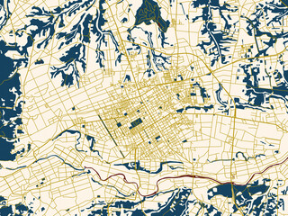 Fototapeta premium Clean urban street map of Towada, Japan