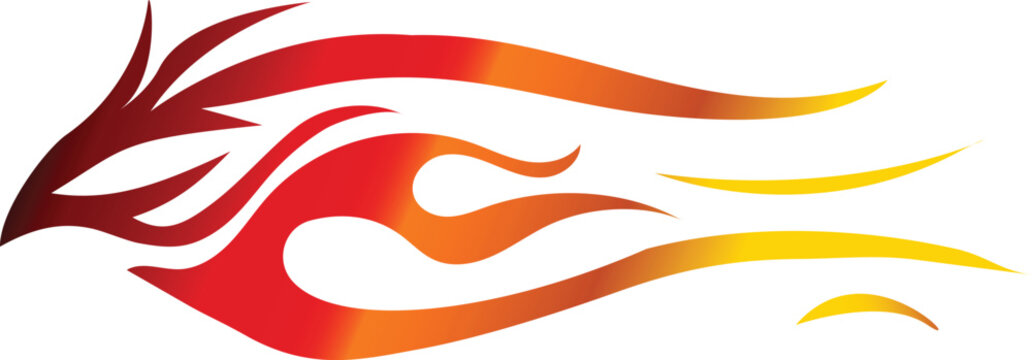hot flame car vinyl sticker vector illustration, seamless sports car decal sticker.