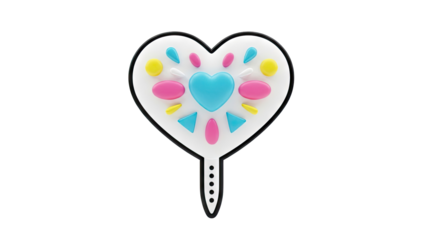 Heart-shaped Handheld Mirror with Colorful Embellishments