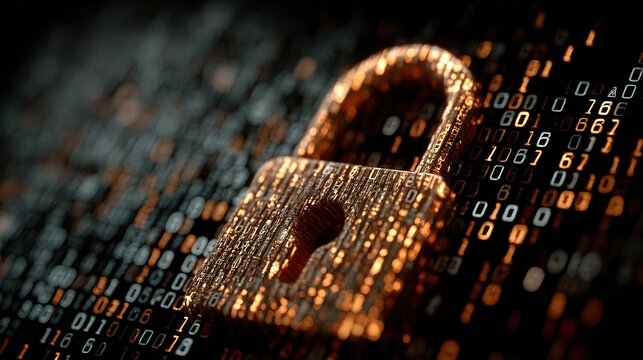 Detailed Rendered Metal Padlock Security Data Encryption Digital Information Concept