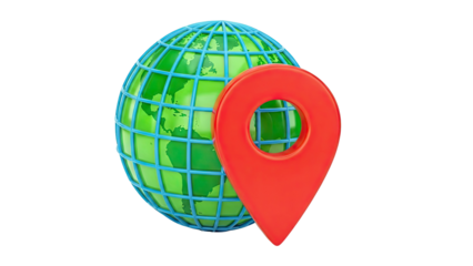 Earth Globe with Red Location Pin