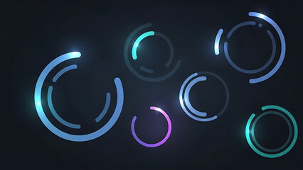 Abstract glowing circles on a dark background create a futuristic design.
