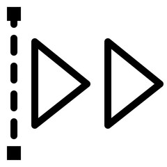 Simple black play icon on a white background indicating media playback direction