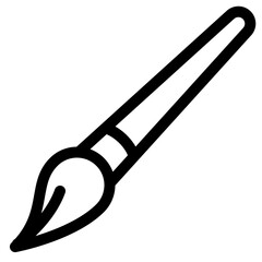 A close-up of a paintbrush with bristles and handle on a white background