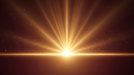 Golden light rays shining brightly in a dark background.