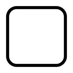 A square shape with rounded corners and a thick black outline on a white background viewed from directly above